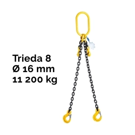 Dvoupramenný řetězový vazák, oko-2 hák, zkracovač, Nosnost 11 200/8 000 kg, G8-16, Certifikát, ČŽ